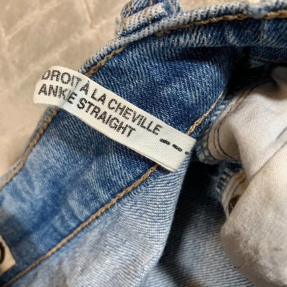 Garage Womens 00 Denim Jeans Blue Ankle Straight Distressed Light Wash Low Rise - Picture 5 of 12